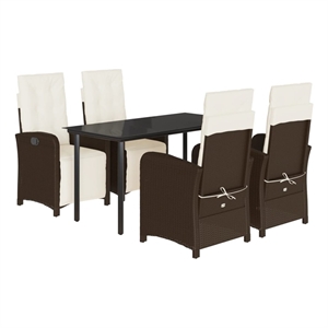 Afuera Living Contemporary 5 Piece Rattan Garden Dining Set in Brown