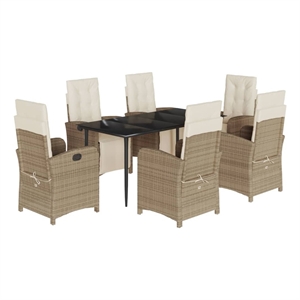 Afuera Living Contemporary 7 Piece Rattan Garden Dining Set in Black