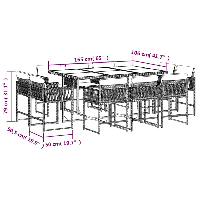 Afuera Living 11 Piece Poly Rattan Garden Dining Set in Beige