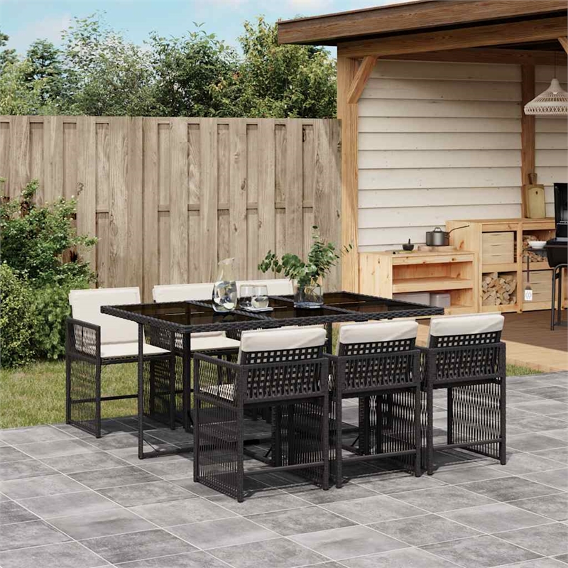 Afuera Living Contemporary 7 Piece Rattan Garden Dining Set in Black