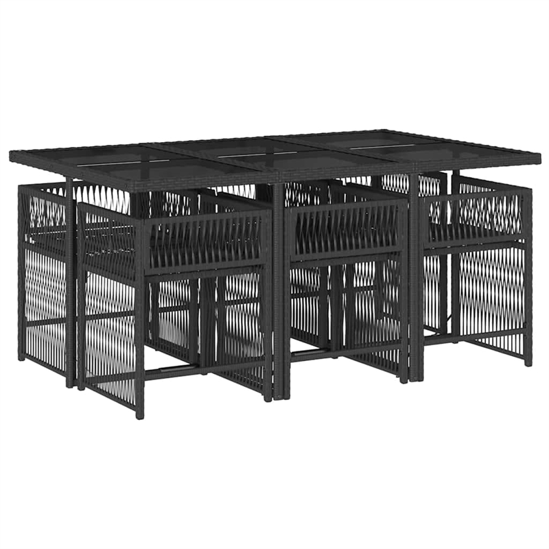 Afuera Living Contemporary 7 Piece Rattan Garden Dining Set in Black