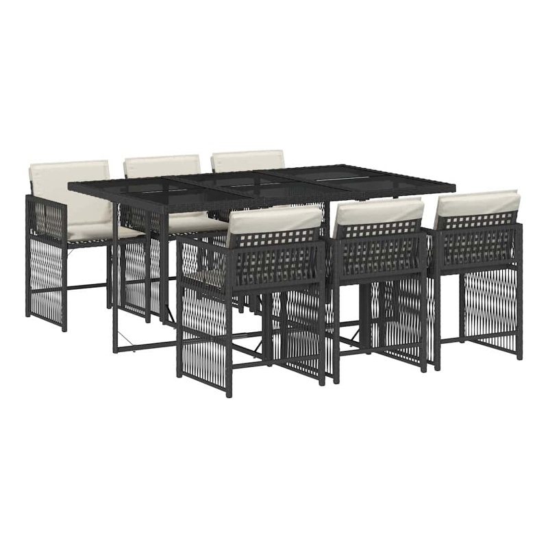 Afuera Living Contemporary 7 Piece Rattan Garden Dining Set in Black