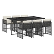Afuera Living Contemporary 7 Piece Rattan Garden Dining Set in Black