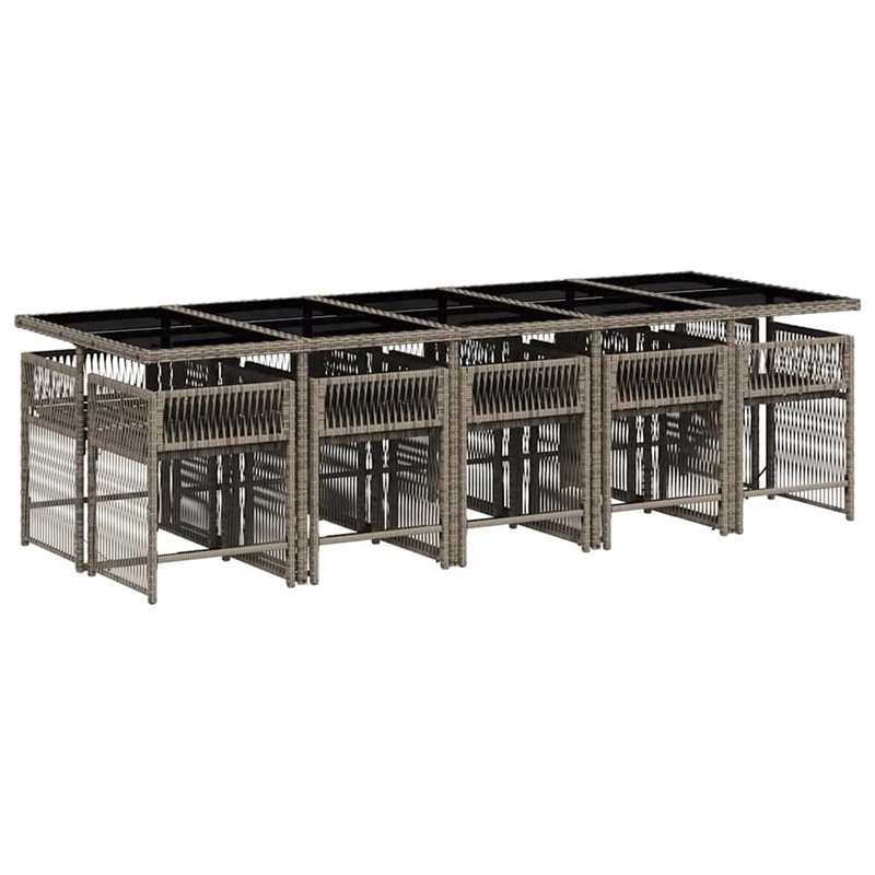Afuera Living 11 Piece Poly Rattan Foldable Garden Dining Set in Gray