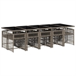 Afuera Living 11 Piece Poly Rattan Foldable Garden Dining Set in Gray