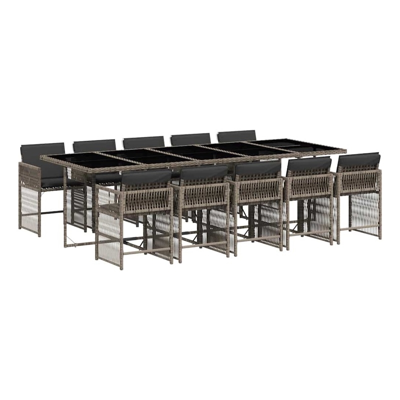 Afuera Living 11 Piece Poly Rattan Foldable Garden Dining Set in Gray