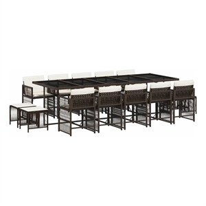 Afuera Living Poly Rattan Foldable Garden Dining Set in Brown