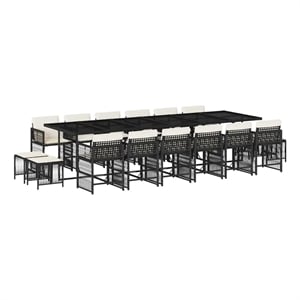 Afuera Living 17 Piece Poly Rattan Garden Dining Set in Black/Cream White