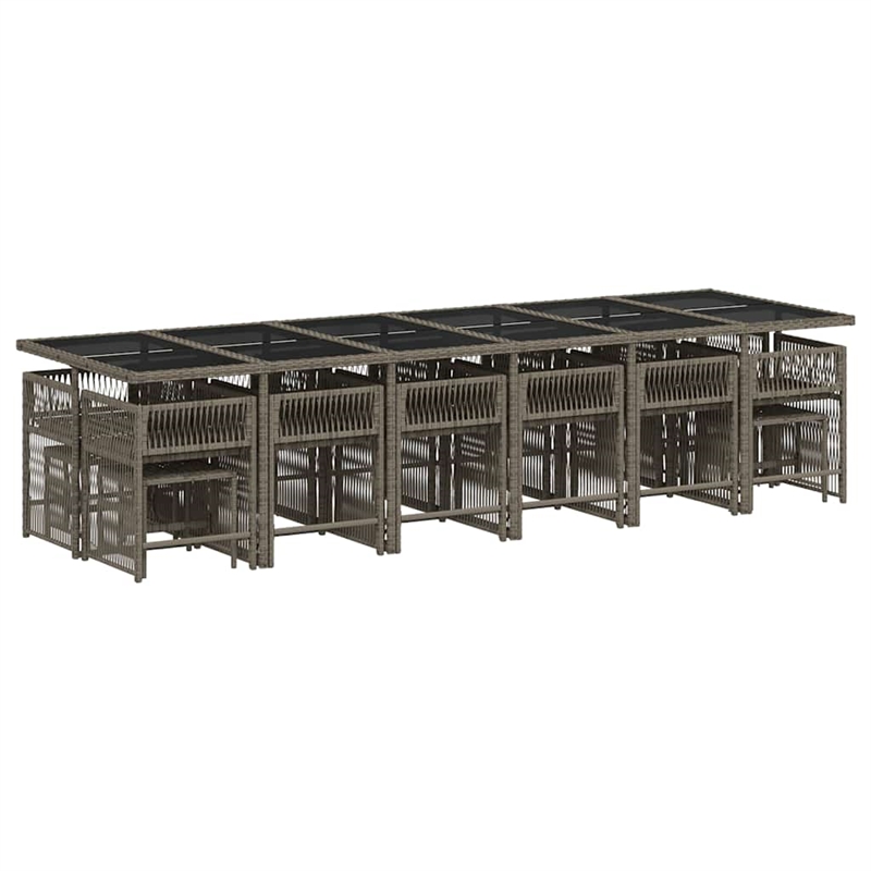 Afuera Living 17 Piece Poly Rattan Garden Dining Set in Gray