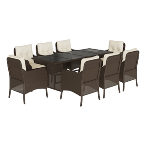 Afuera Living Contemporary Rattan Garden Dining Set in Brown/Cream white
