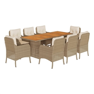 Afuera Living Contemporary Poly Rattan Garden Dining Set in Beige