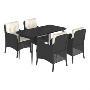 Afuera Living 5 Piece Poly Rattan Garden Dining Set in Black