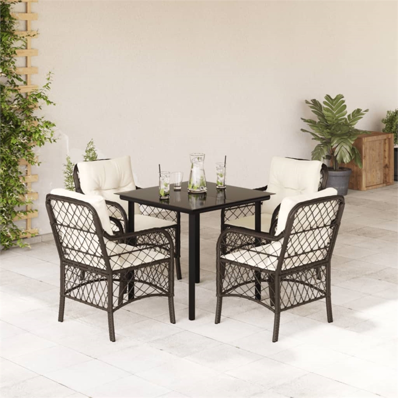 Afuera Living 5 Piece Poly Rattan Garden Dining Set in Brown