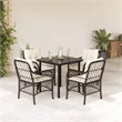 Afuera Living 5 Piece Poly Rattan Garden Dining Set in Brown