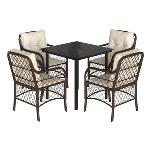 Afuera Living 5 Piece Poly Rattan Garden Dining Set in Brown