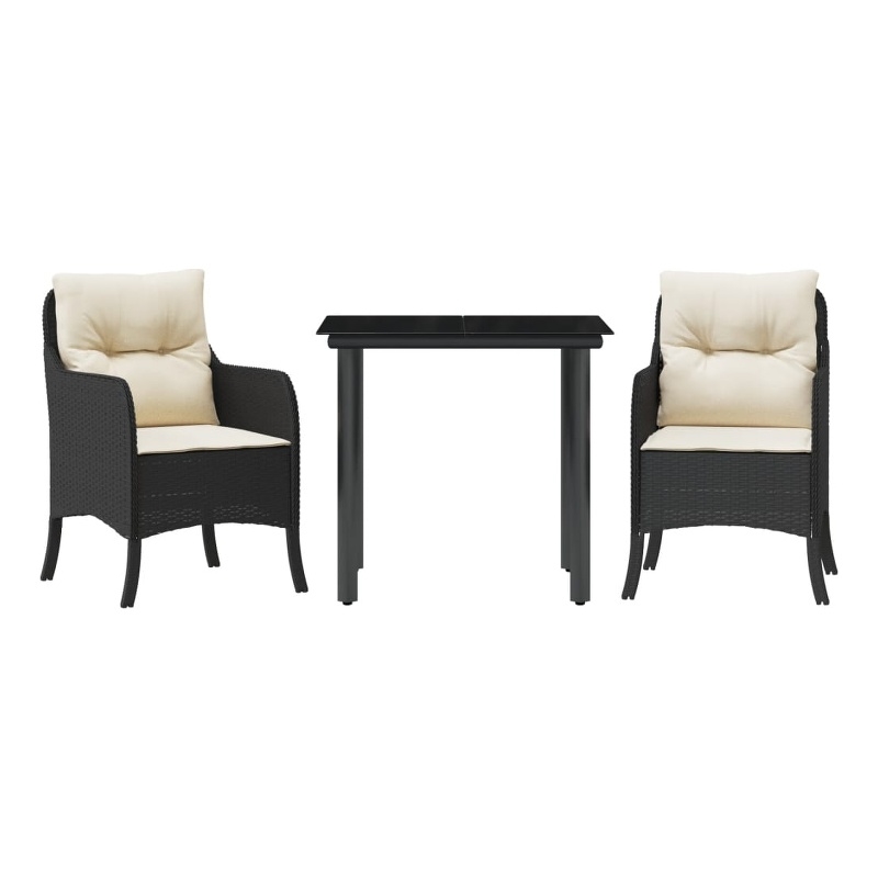 Afuera Living Poly Rattan Garden Dining Set in Black/Cream White