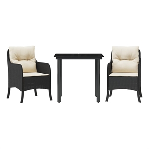 Afuera Living Poly Rattan Garden Dining Set in Black/Cream White