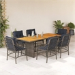 Afuera Living Contemporary 7 Piece Poly Rattan Garden Dining Set in Gray