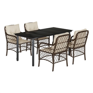 Afuera Living 5 Piece Poly Rattan Garden Dining Set in Black