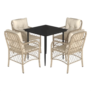 Afuera Living 5 Piece Poly Rattan Garden Dining Set in Beige
