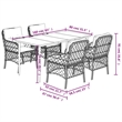 Afuera Living Contemporary 5 Piece Rattan Garden Dining Set in Black