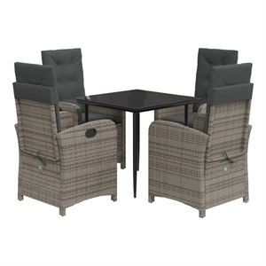 Afuera Living 5 Piece Rattan Garden Dining Set in Black/Dark Gray