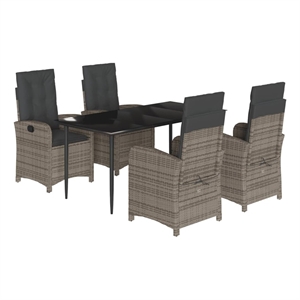Afuera Living 5 Piece Poly Rattan Garden Dining Set in Black