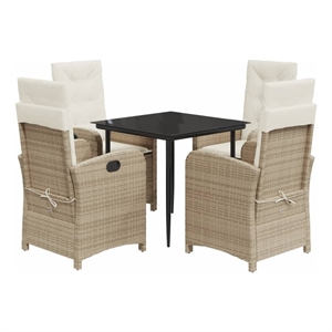 Afuera Living 5 Piece Rattan Garden Dining Set in Black/Cream White