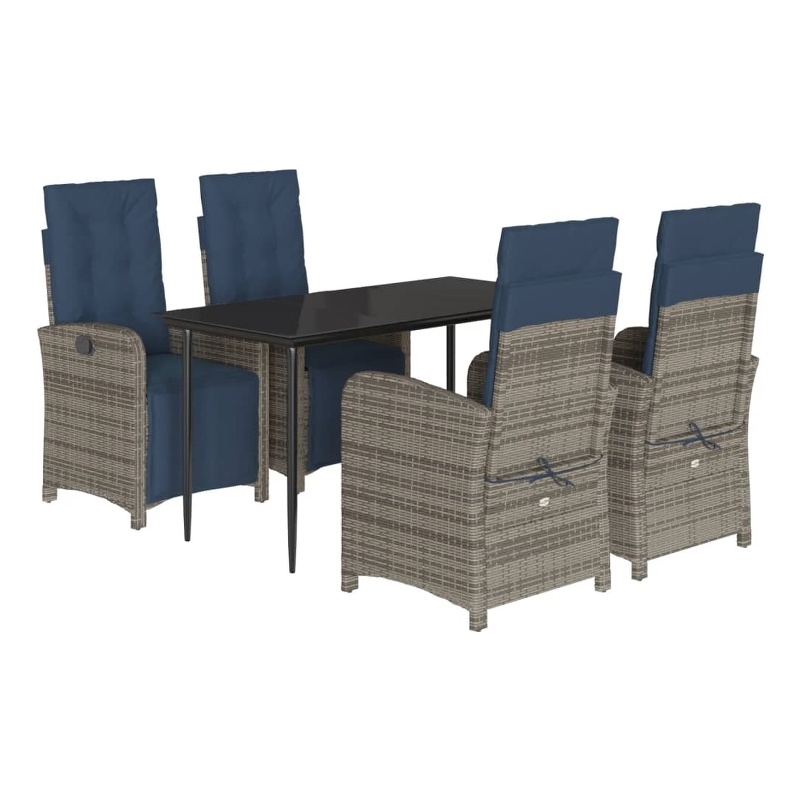 Afuera Living Contemporary 5 Piece Poly Rattan Garden Dining Set in Gray