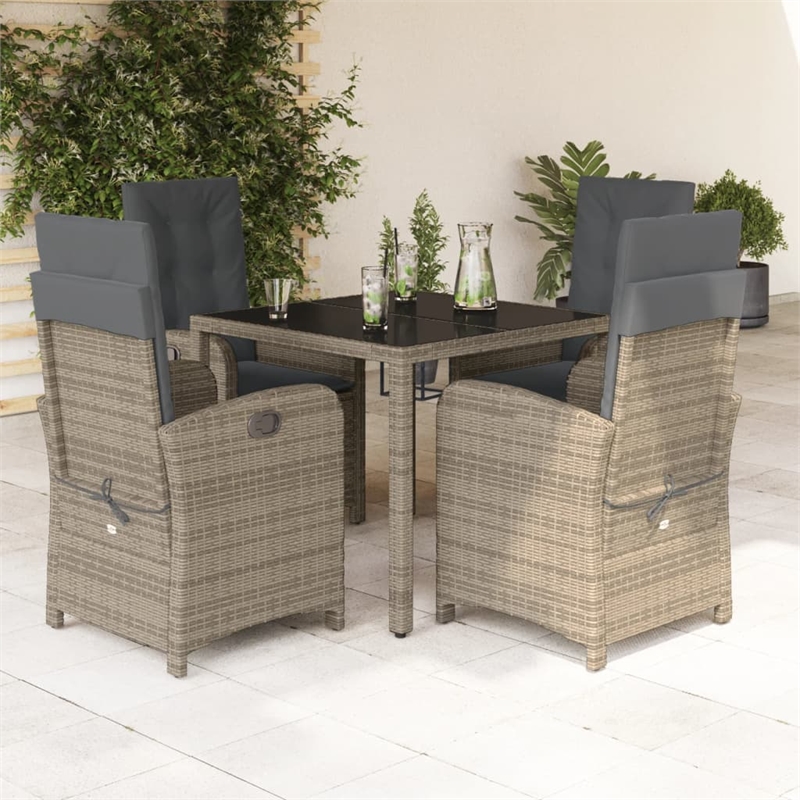 Afuera Living 5 Piece Poly Rattan Garden Dining Set in Dark Gray
