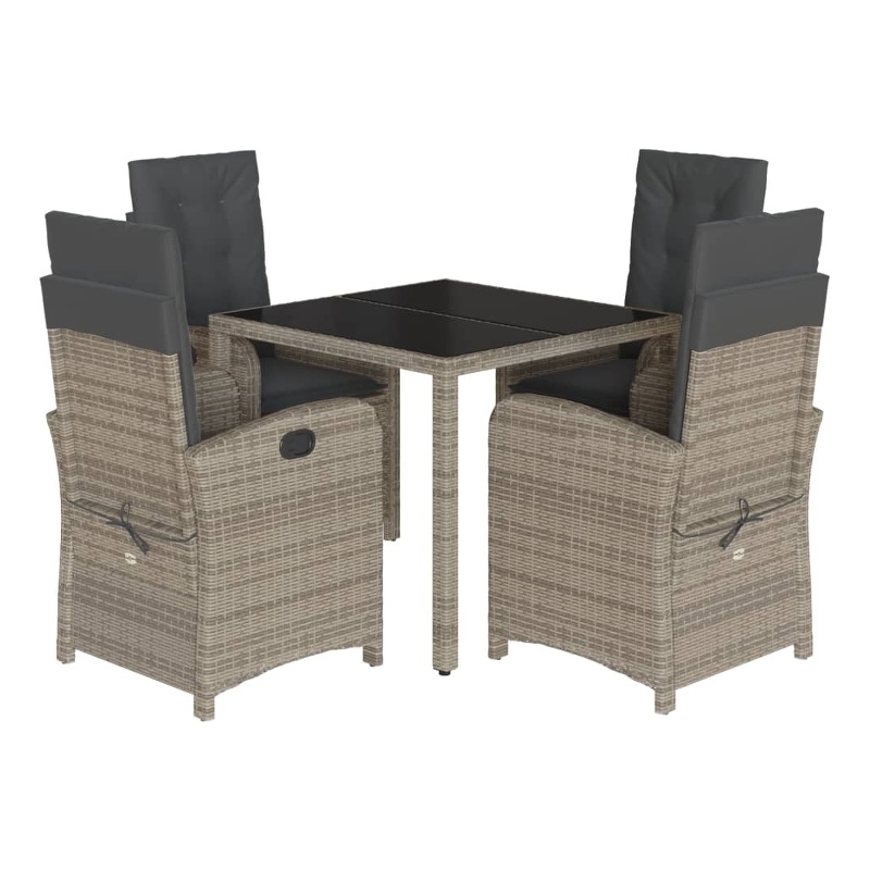 Afuera Living 5 Piece Poly Rattan Garden Dining Set in Dark Gray