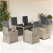 Afuera Living Contemporary 7 Piece Poly Rattan Garden Dining Set in Gray