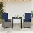Afuera Living Contemporary 3 Piece Poly Rattan Garden Dining Set in Gray