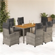 Afuera Living 7 Piece Poly Rattan Garden Dining Set in Dark Gray