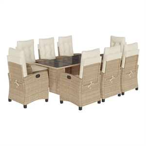 Afuera Living 9 Piece Poly Rattan Garden Dining Set in Beige