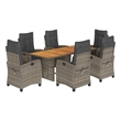 Afuera Living 7 Piece Poly Rattan Garden Dining Set in Dark Gray
