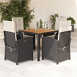 Afuera Living Contemporary Poly Rattan Garden Dining Set in Brown/Cream