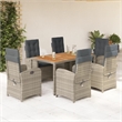 Afuera Living Contemporary 7 Piece Rattan Garden Dining Set in Gray