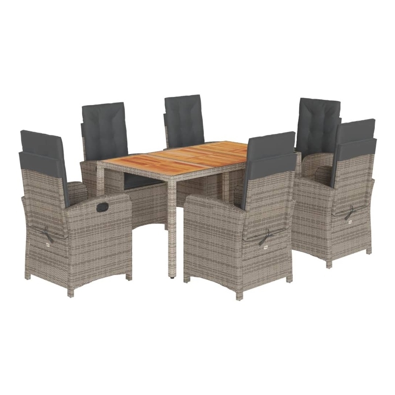 Afuera Living Contemporary 7 Piece Rattan Garden Dining Set in Gray