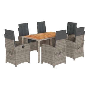 Afuera Living Contemporary 7 Piece Rattan Garden Dining Set in Gray