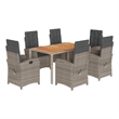 Afuera Living Contemporary 7 Piece Rattan Garden Dining Set in Gray