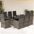 Afuera Living Contemporary 9 Piece Poly Rattan Garden Dining Set in Gray