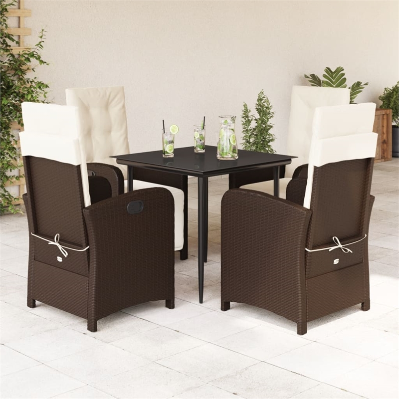 Afuera Living 5 Piece Poly Rattan Garden Dining Set in Black