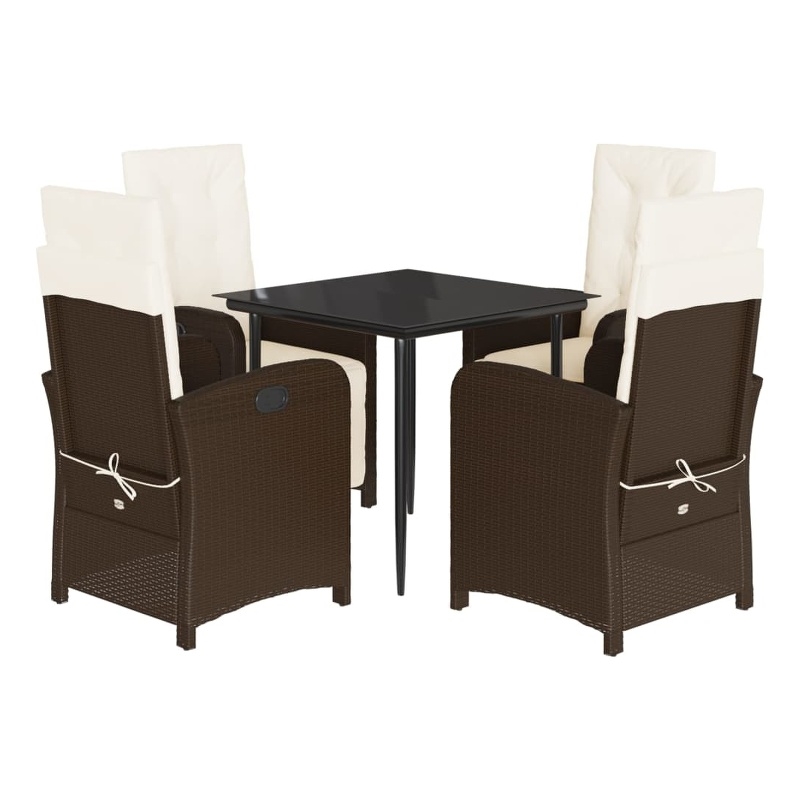 Afuera Living 5 Piece Poly Rattan Garden Dining Set in Black
