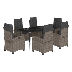 Afuera Living 7 Piece Poly Rattan Garden Dining Set in Black