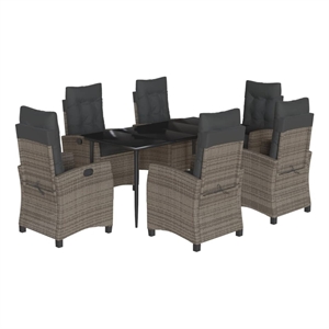 Afuera Living 7 Piece Poly Rattan Garden Dining Set in Black/Dark Gray