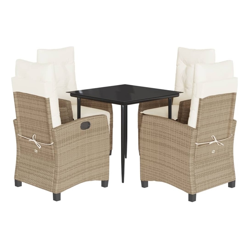 Afuera Living 5 Piece Poly Rattan Garden Dining Set in Black