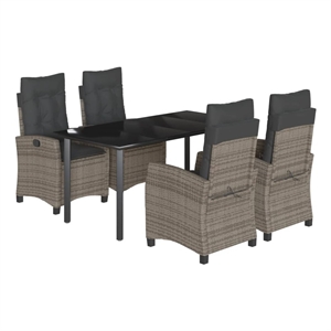 Afuera Living 5 Piece Poly Rattan Garden Dining Set in Black/Dark Gray