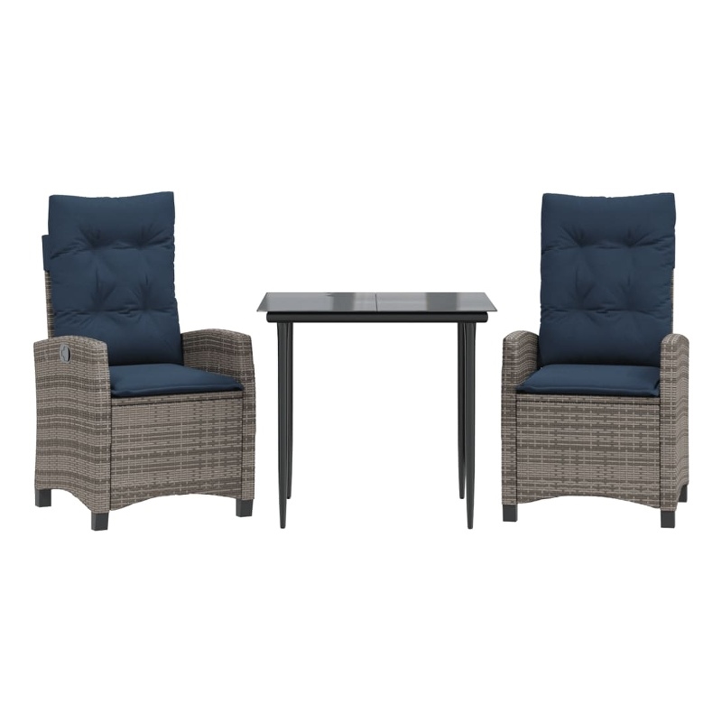 Afuera Living 3 Piece Poly Rattan Garden Dining Set in Black