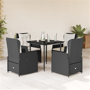Afuera Living 5 Piece Poly Rattan Garden Dining Set in Black/Cream White